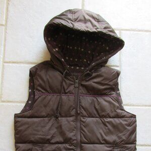 OLD NAVY JUNIOR'S SIZE M VEST BROWN JACKET W/ HOOD PUFFER OUTERWEAR COAT WOOL &
